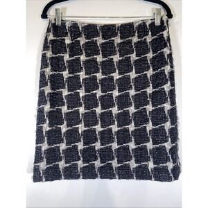 Y2K Per Se Wool Tweed Mini Skirt Black White Textured A-Line Womens 4